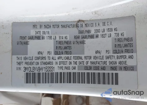 2017 Toyota Yaris Ia z USA, uszkodzony, nr VIN 3MYDLBYV8HY153331